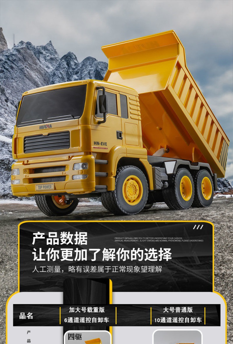 无线遥控汽车自卸车卡车玩具男孩充电电动儿童工程车翻斗车方向盘