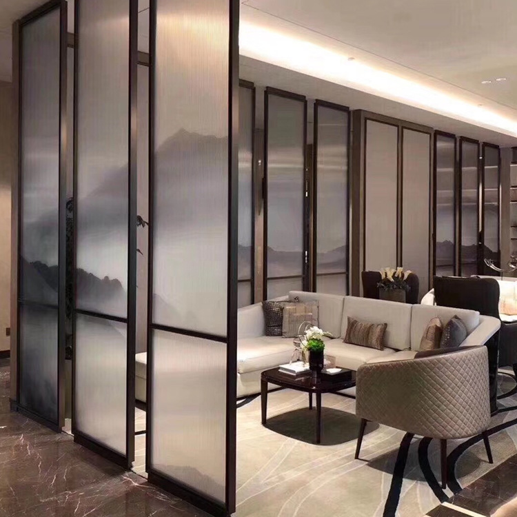 佛山工厂轻奢不锈钢玻璃屏风酒店大堂餐厅会所隔断家用简约玄关