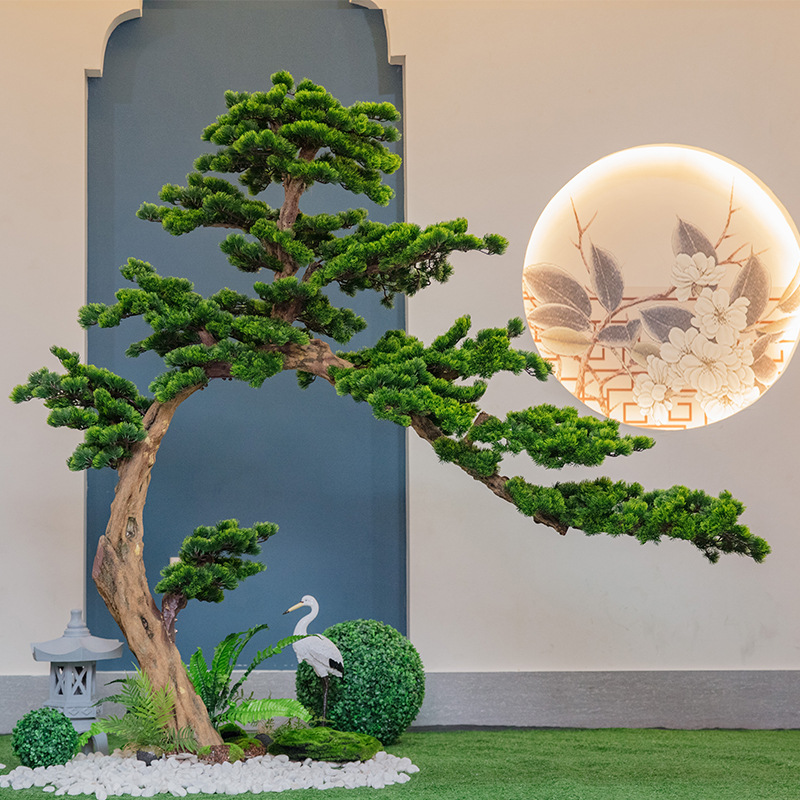 仿真松树迎客松假树大型罗汉松装饰摆件新中式庭院玄关绿植景观仿