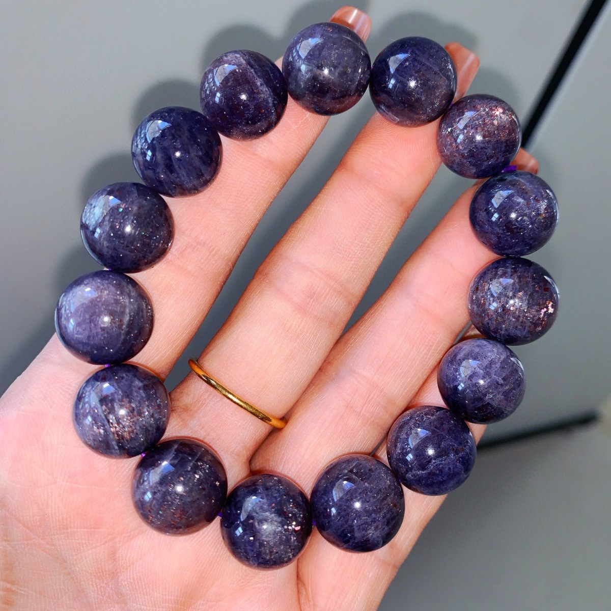 天然堇青石单圈手链高品质男女款蓝紫色堇青石单圈手链手串-阿里巴巴