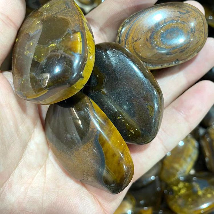 厂家批发 天然黄虎眼石原石小把玩件矿石摆件装饰石头 矿石标本