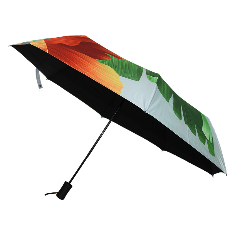 25寸数码印花防风纤维伞骨手动三折伞外贸伞广告折叠雨伞定制logo