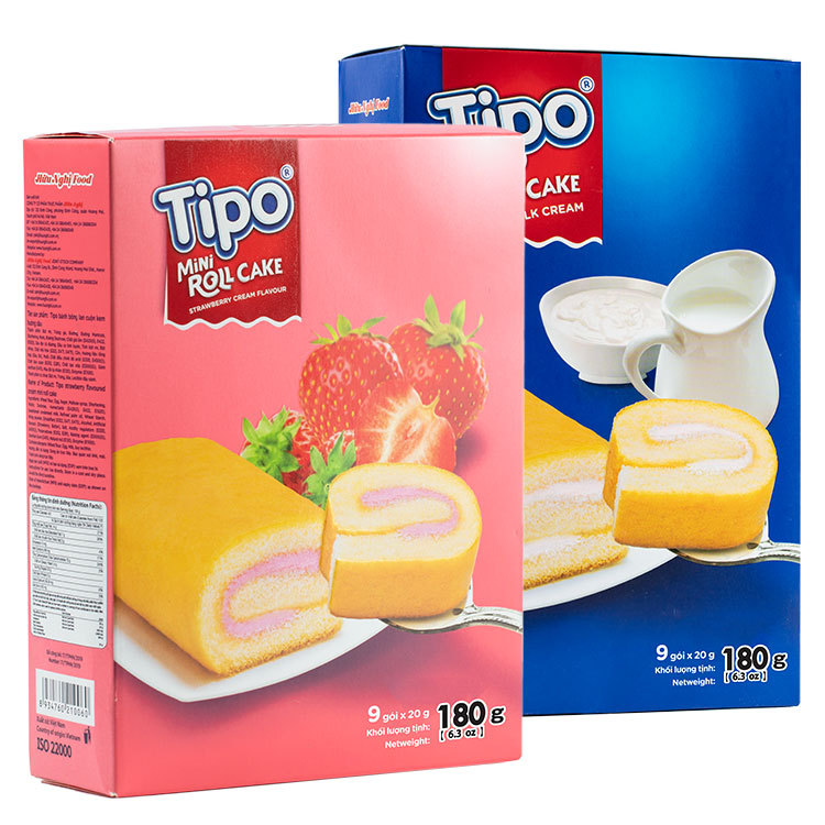 越南进口TIPO蛋糕卷180克 牛奶味草莓味 瑞士卷 临期