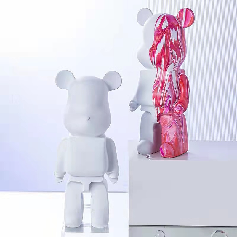 Trendy Violent Bear Doll Creative Decoration Resin Crafts Diy Fluid Bearbrick White Body Coin Bank Wholesale