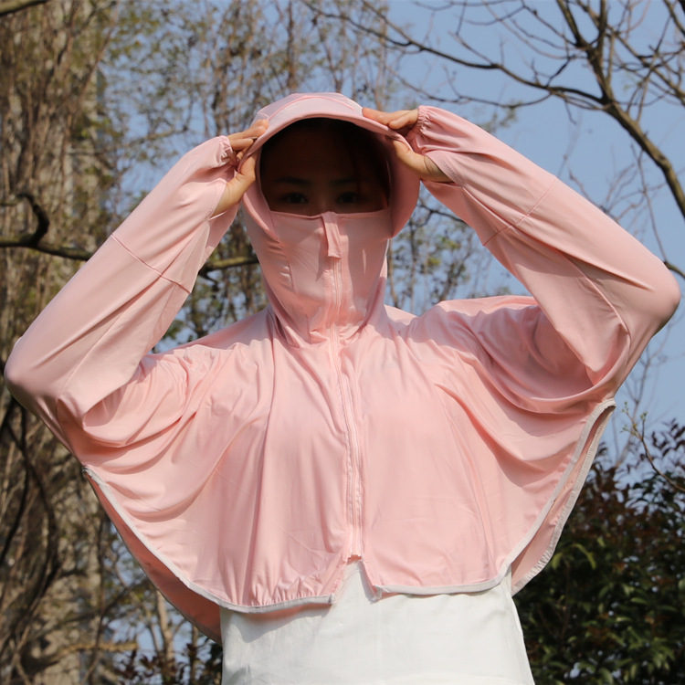 防晒衣21年夏季新款网红冰丝防晒骑车薄款透气电动车宽松肤感斗篷