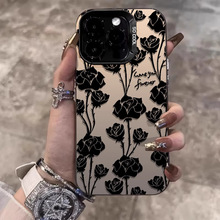 彩银黑玫瑰适用三星S24ULTRA手机壳A55 A54 S23 NOTE20 A15跨境25