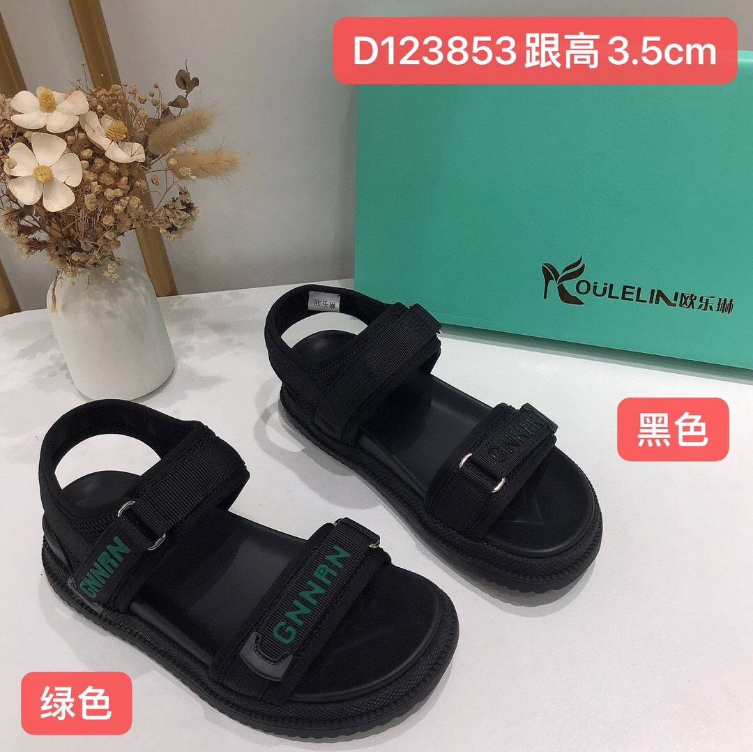 23853厚底平底凉鞋女夏季新款简约魔术贴露趾女鞋-阿里巴巴