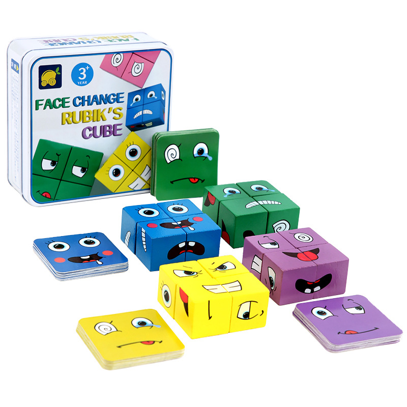 Cross-Border Face-Changing Cube Building Blocks Facial Expression Puzzle Logical Thinking Training Large Particles Best-Seller on Douyin Educational Toys