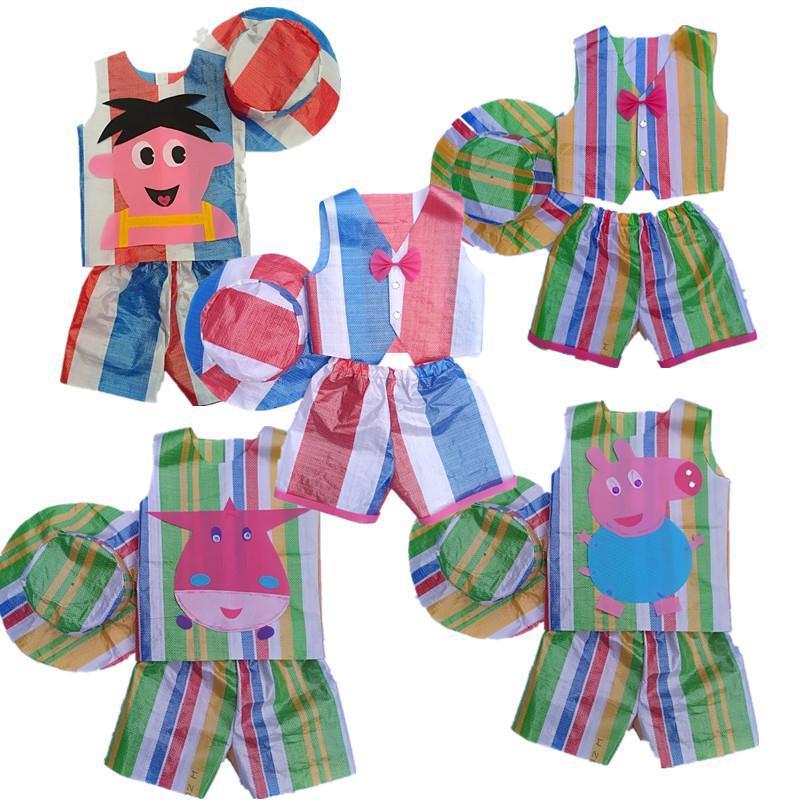 儿童环保衣服男女孩走秀服装亲子手工diy制作幼儿园塑料袋时装秀
