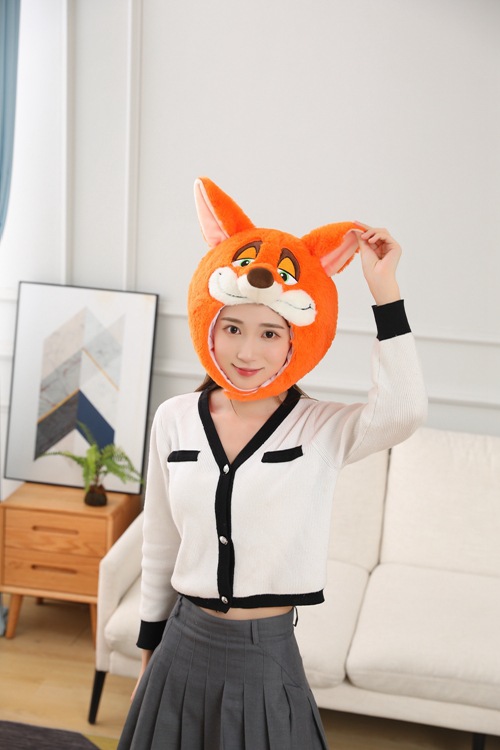 批发 橘色狐狸头套帽子 毛绒头套 拍照道具写真道具 卡通头套