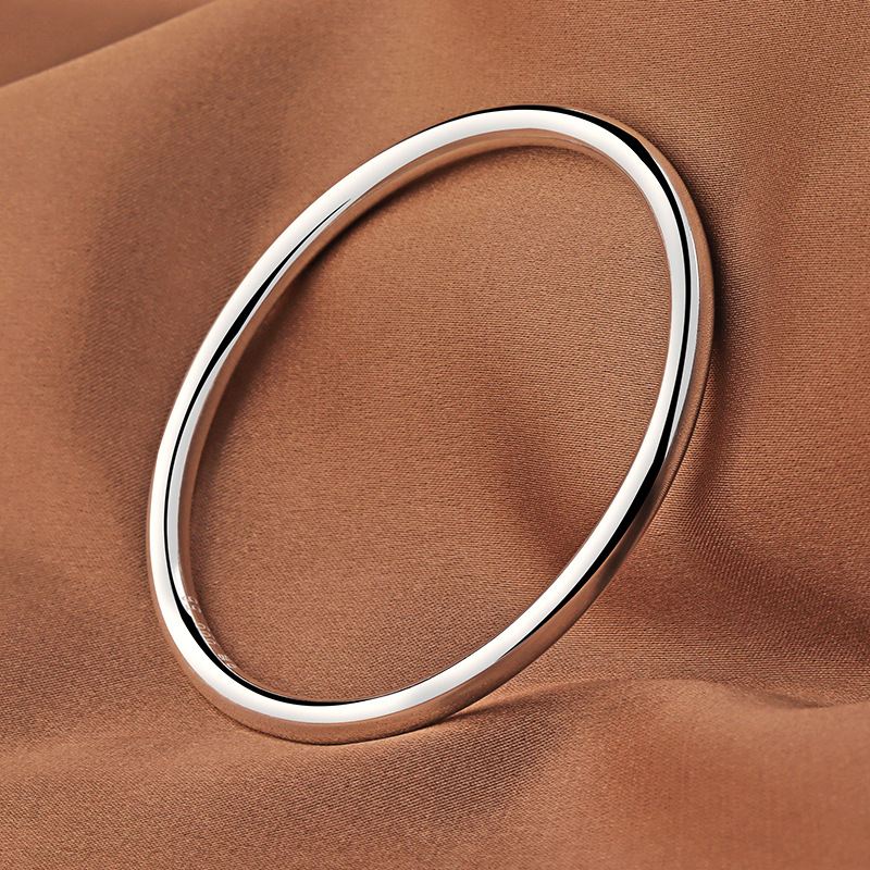 银手镯9999纯银女光面简约闭口圆圈实心素圈银镯子引流工厂直发