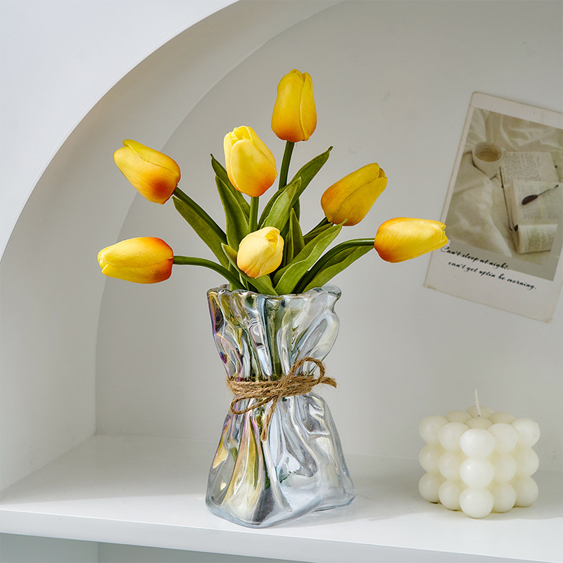 玻璃花瓶ins风小轻奢透明感装饰品摆件客厅插花水养干花