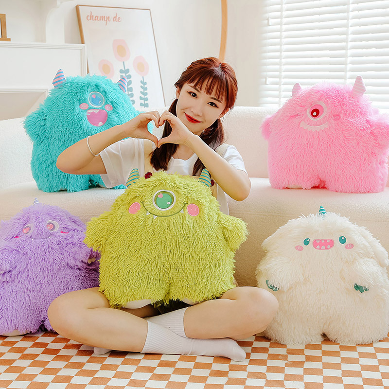 Xiaohongshu Same Style Little Monster Plush Toy Creative New Long-Haired Little Monster Doll Siesta Pillow Wholesale