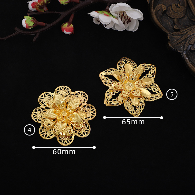 DIY Ornament Accessories Three-Dimensional Hollow Multi-Layer Flower Iron Laminate Ancient Bridal Hanfu Phoenix Coronet Circular Fan Material