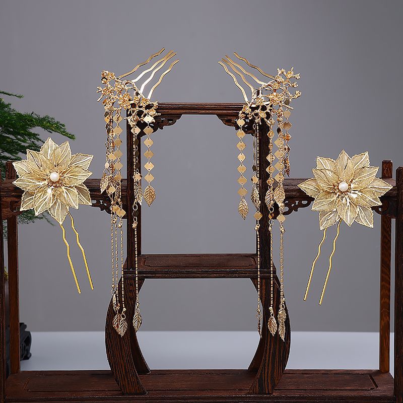 新娘发簪古风汉服头饰套装流苏中式秀禾服饰品步摇诃子裙发饰套