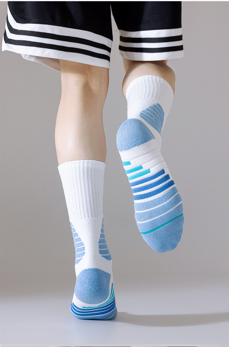 New Men's Elite Socks Pressurized Contrast Color Long Tube Basketball Socks Men's Towel Bottom Sweat-Absorbent Breathable Professional Sports Socks
