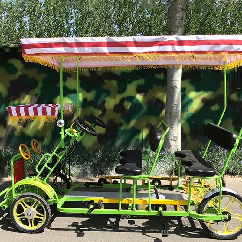 双人自行车情侣观光旅游自行车四轮多人两人骑一体轮自行联排车