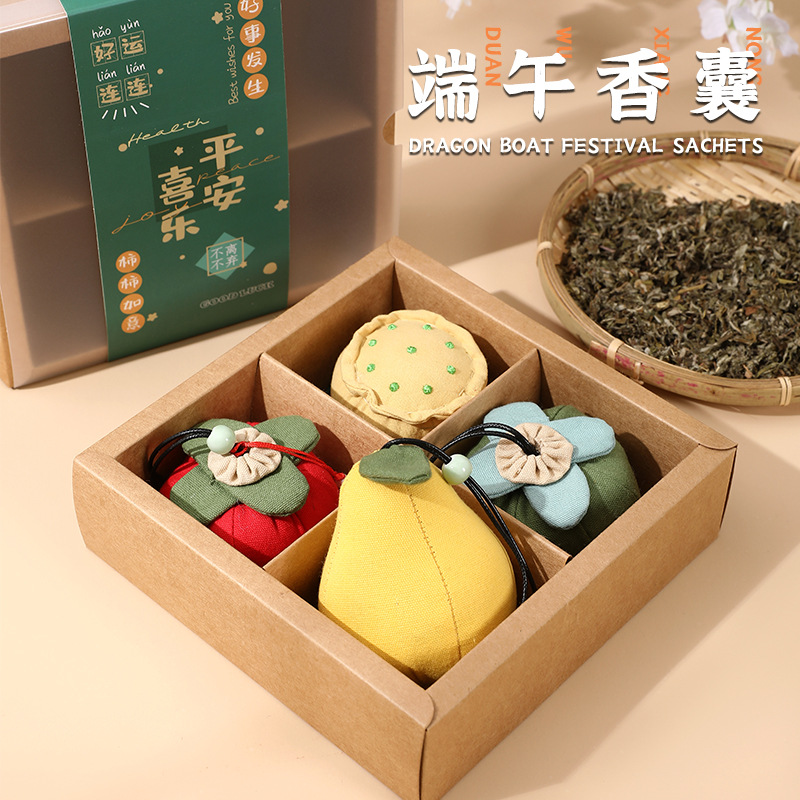 dragon boat festival lucky persimmon lotus seedpod perfume bag handmade diy material package argy wormwood mosquito repellent apple sachet pendant ornament