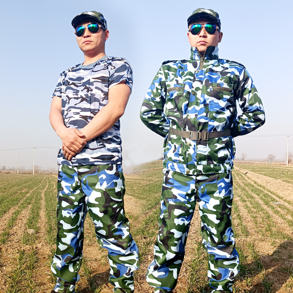 学生军训服数码林地迷彩服运动户外训练服军迷作训帽子腰带套装