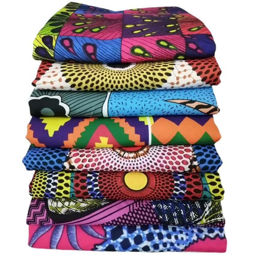 跨境新款非洲印花布料 diy手工拼布布组 涤棉数码印花面料批发