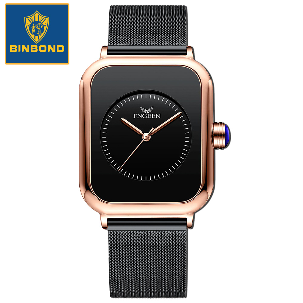 芬尊fngeen款女士手表 方形石英时尚休闲女士腕表跨境外贸直播