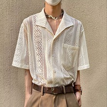 夏季镂空蕾丝文艺衬衫男女小众设计感轻奢透气薄款度假风休闲衬衣