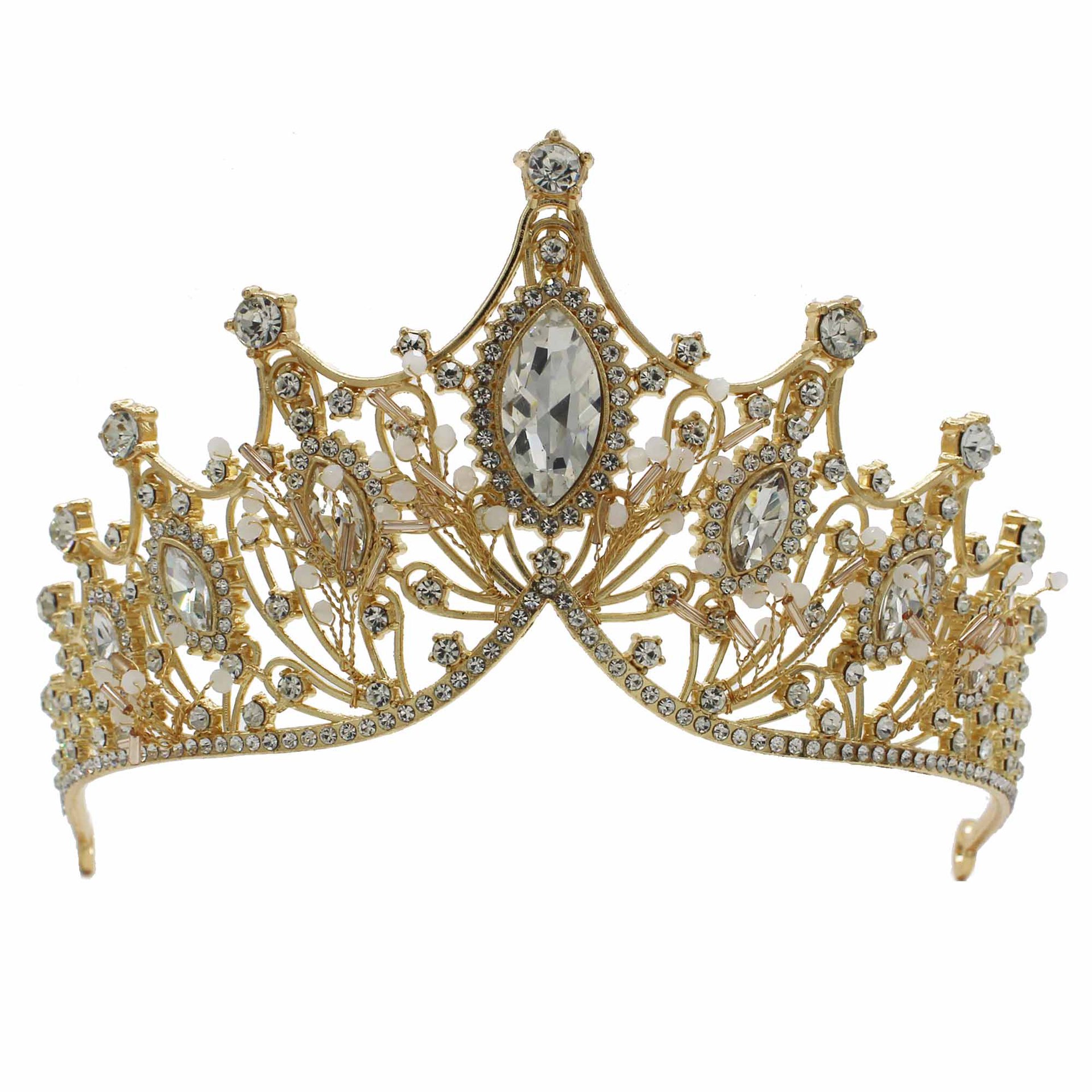 新娘结婚王冠婚纱礼服配饰精美手工水晶发饰公主生日圆形皇冠头饰