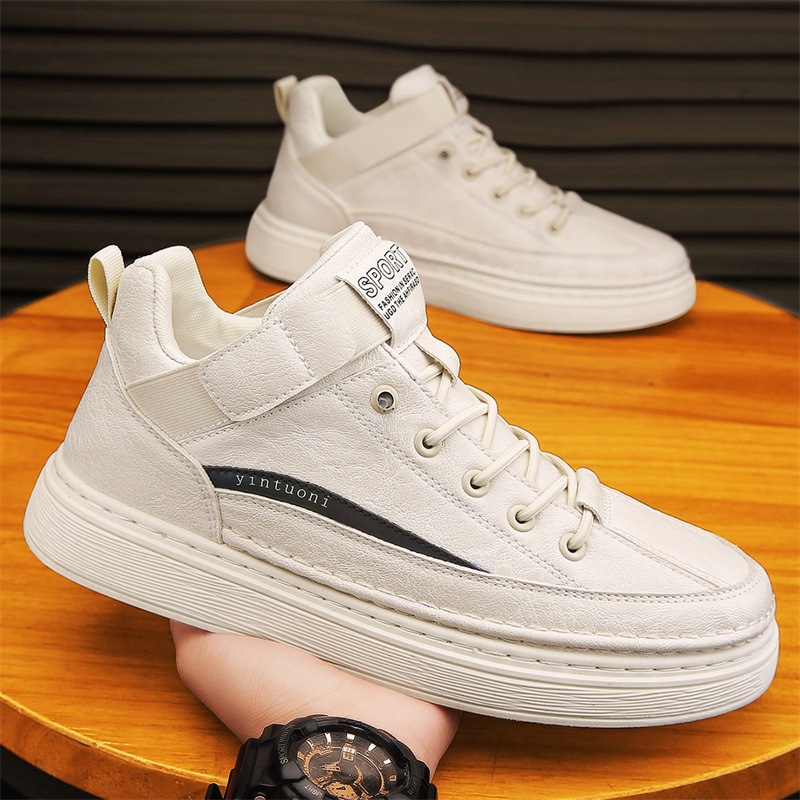 男鞋秋季百搭小白平板鞋一脚蹬男士休闲皮鞋上班工作防水防滑潮鞋