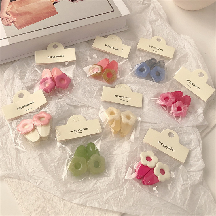 Toffee Color Flower Barrettes Sweet Cute Bangs Clip Side Clip All-Matching Girlish Hairpin Hair Clip for Broken Hair Barrettes Sub Hair Accessories