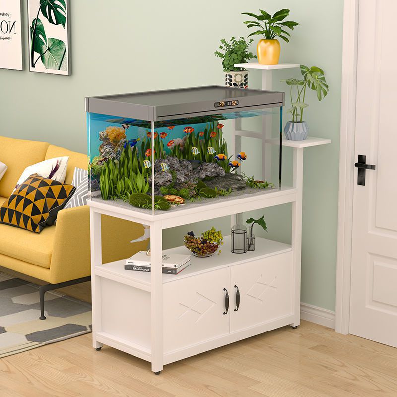 玄关铁艺鱼缸柜家用客厅隔断小型鱼缸架办公室金鱼缸底柜花架阳台