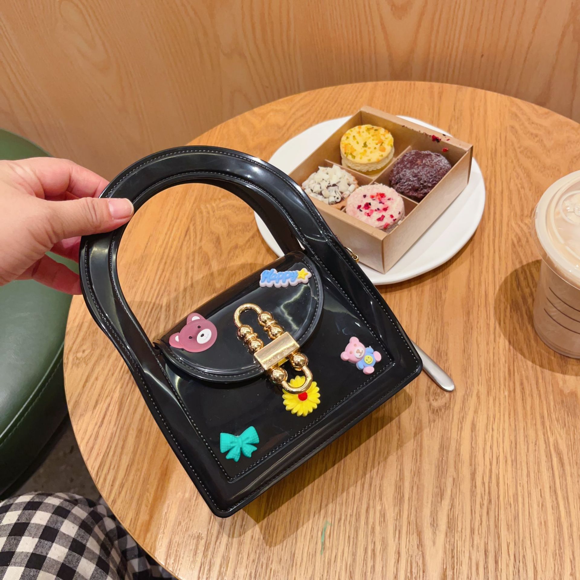 2024 New Applique Jelly Bag Mini Fashion Trendy Small Square Bag Simple Diy Shoulder Crossbody Chain Women's Bag