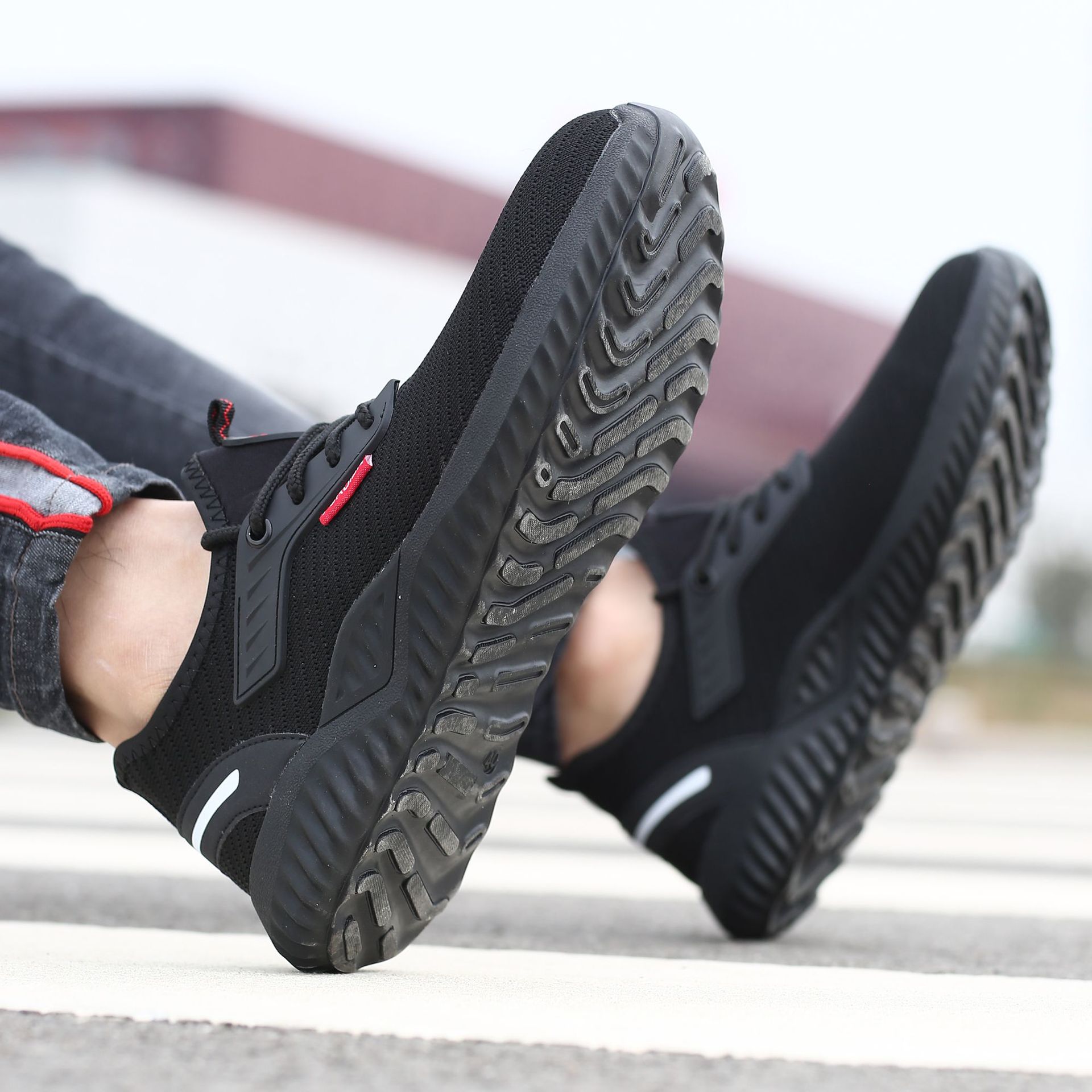 jk高密劳保鞋男鞋 防砸防刺穿安全鞋 橡胶底休闲四季 黑色 运动鞋