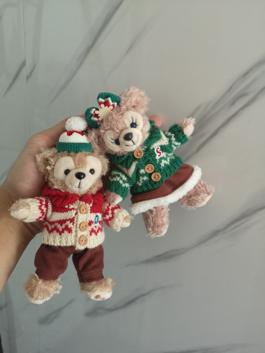 新款情侣公仔圣诞达菲熊雪莉玫毛绒公仔挂件一件代发