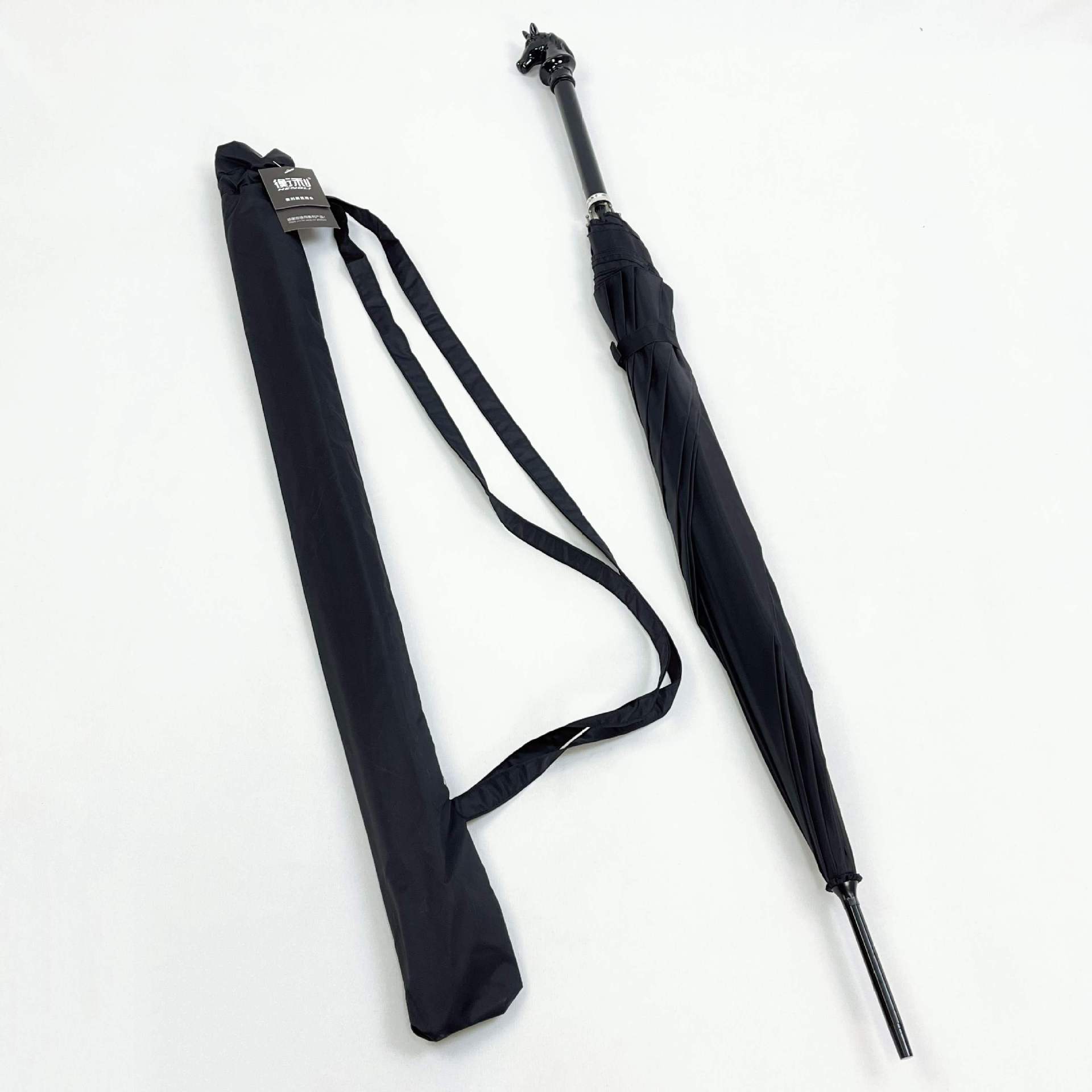 马到成功拐杖伞独角兽长柄伞抗风暴双人大伞背带雨伞不锈钢雨伞