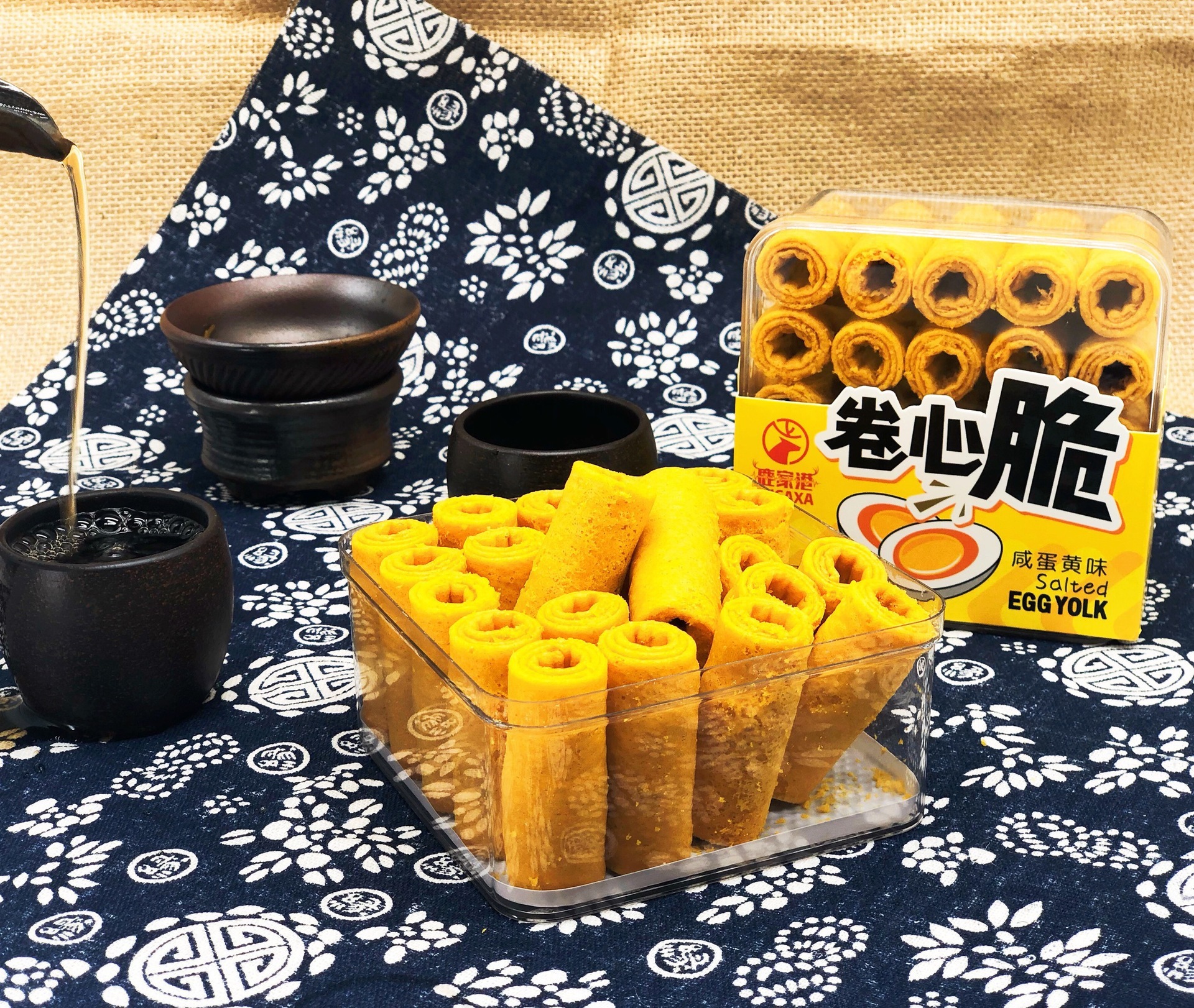 鹿家港卷心脆咸蛋黄味188克*18盒 休闲零食批发