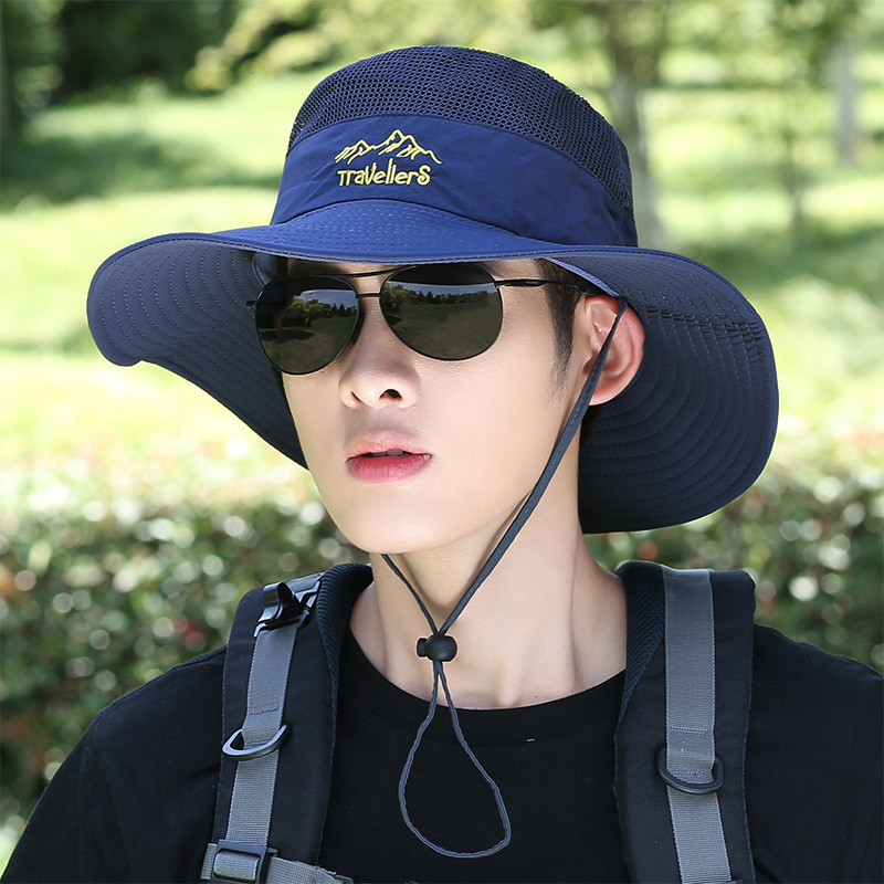 Sun Hat Men's Summer Outdoor Cycling Fishing Leisure Boonie Hat Mountaineering Sun Protective Breathable Big Brim Fisherman Hat