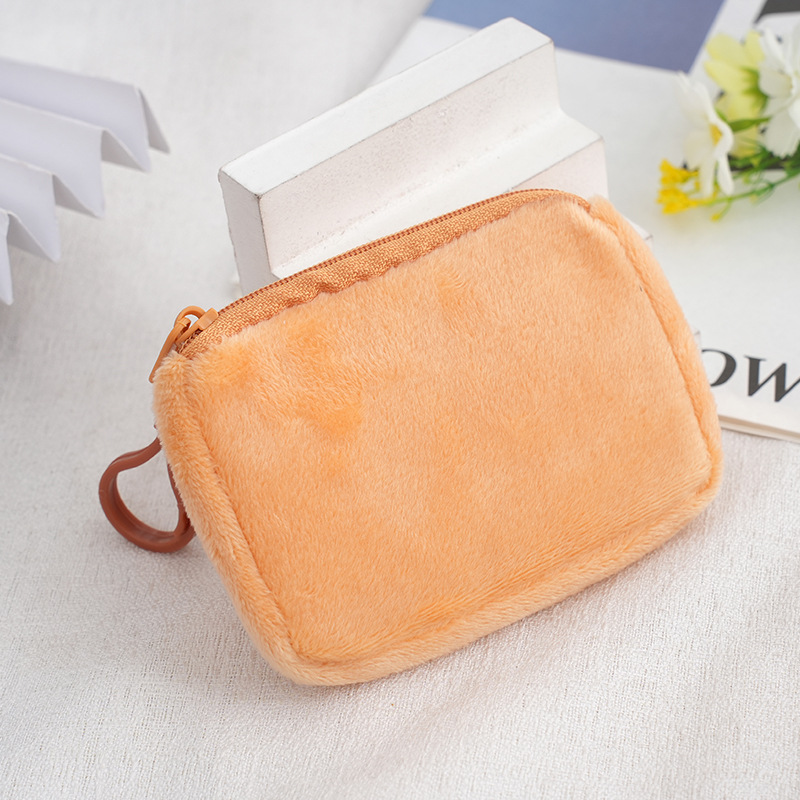 Solid Color Square Coin Purse Candy Color Plush Small Bookbag Backpack Earphone Bag Simple Cute Coin Bag Backpack