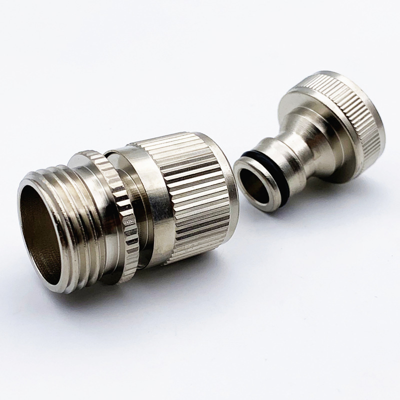 电镀款花园软管快速接头 美式3/4园林水管连接工具 6分公母接头