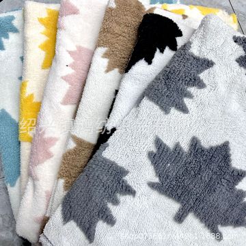 厂家现货舒棉绒提花枫叶树叶服装 抱枕 睡衣毯 家纺家居 宠物用品