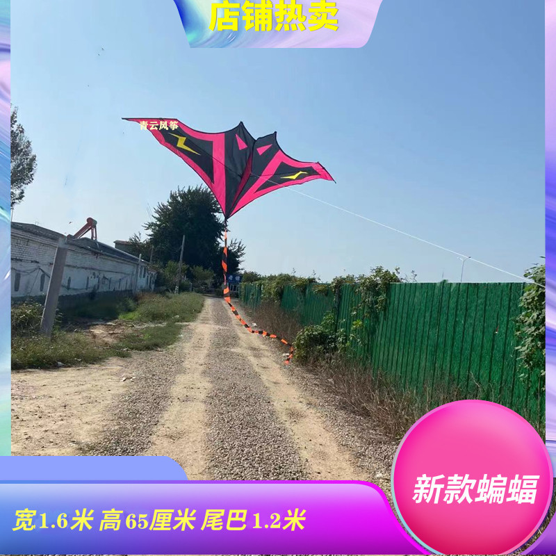 Weifang Kite Lightning Bat Kite Breeze Easy to Fly Big Long Tail Cartoon Triangle Kite for Children Stall Wholesale