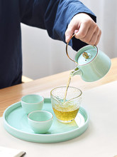 青瓷干泡功夫茶具提梁壶茶杯茶盘套装创意家用陶瓷茶道一壶二杯