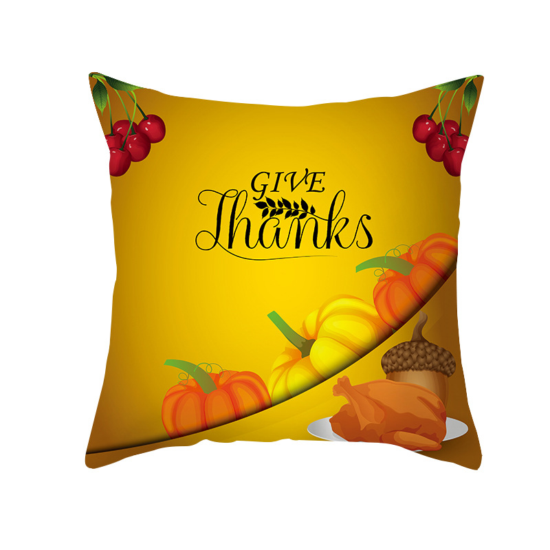 Thanksgiving Pillow Cover Amazon New Cartoon Pumpkin Peach Skin Fabric Sofa Home Office Ornament Pillow