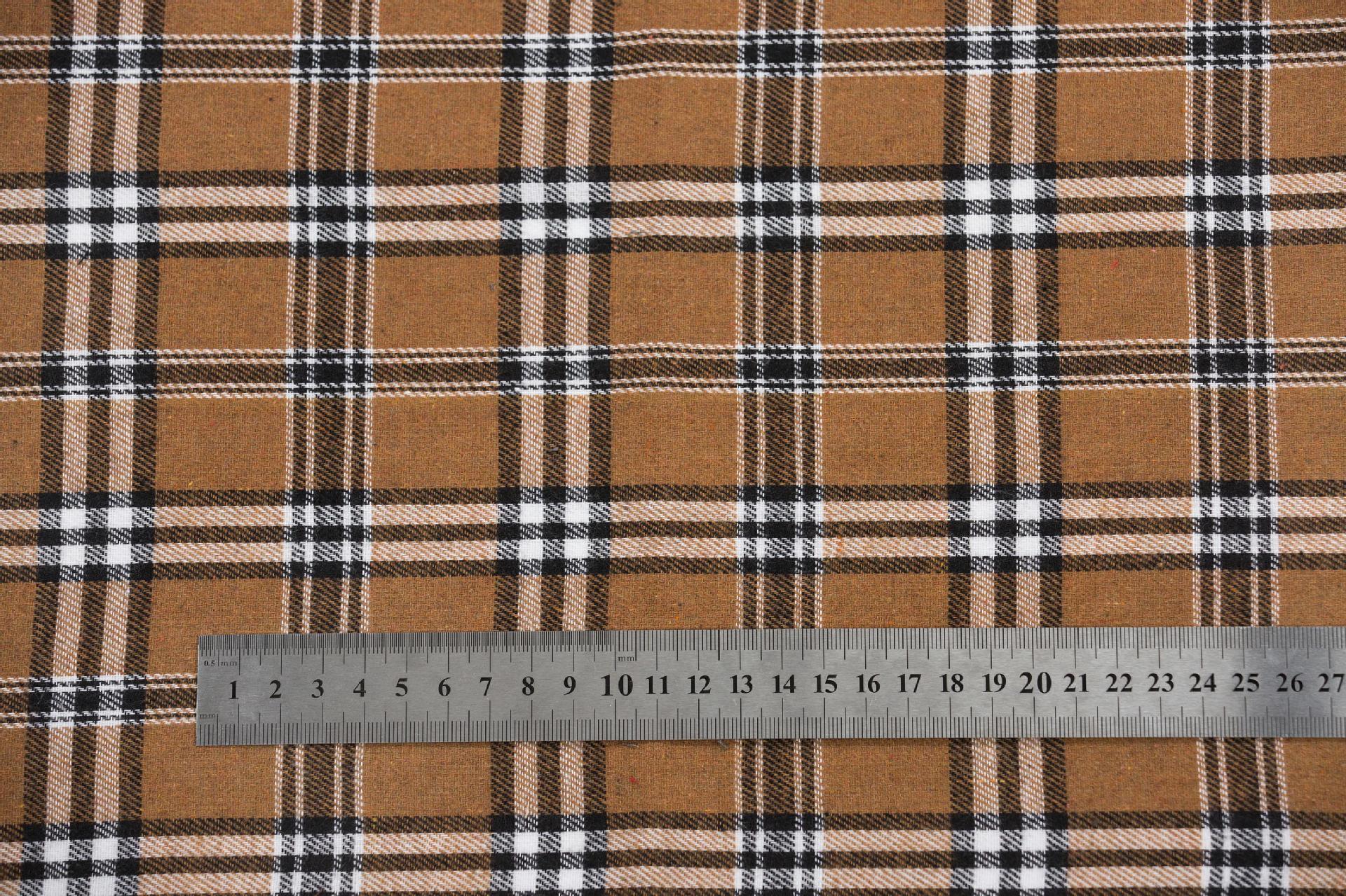 涤棉法兰绒格子布料 经典磨毛色织格子布秋冬衬衫布 磨毛格子面料