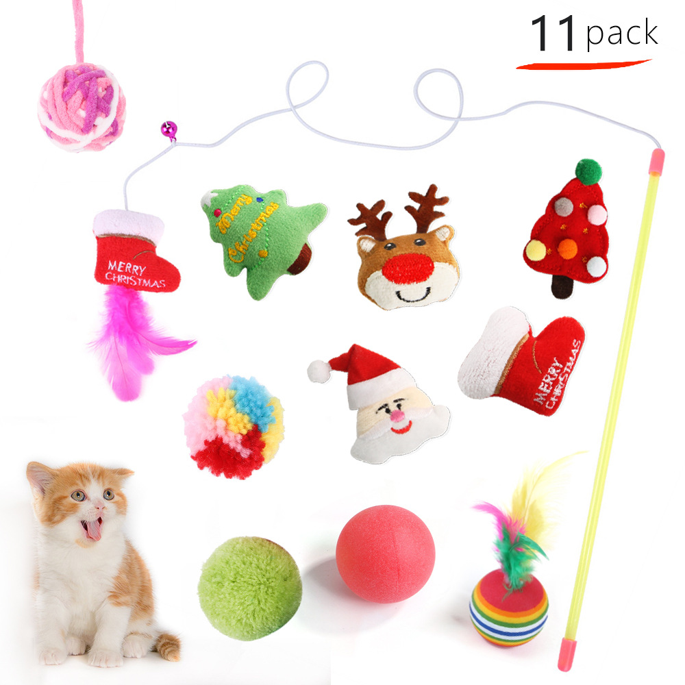 Pet supplies explosive Christmas cat toy set cat teasing stick boredom interactive cat supplies manufacturers wholesale