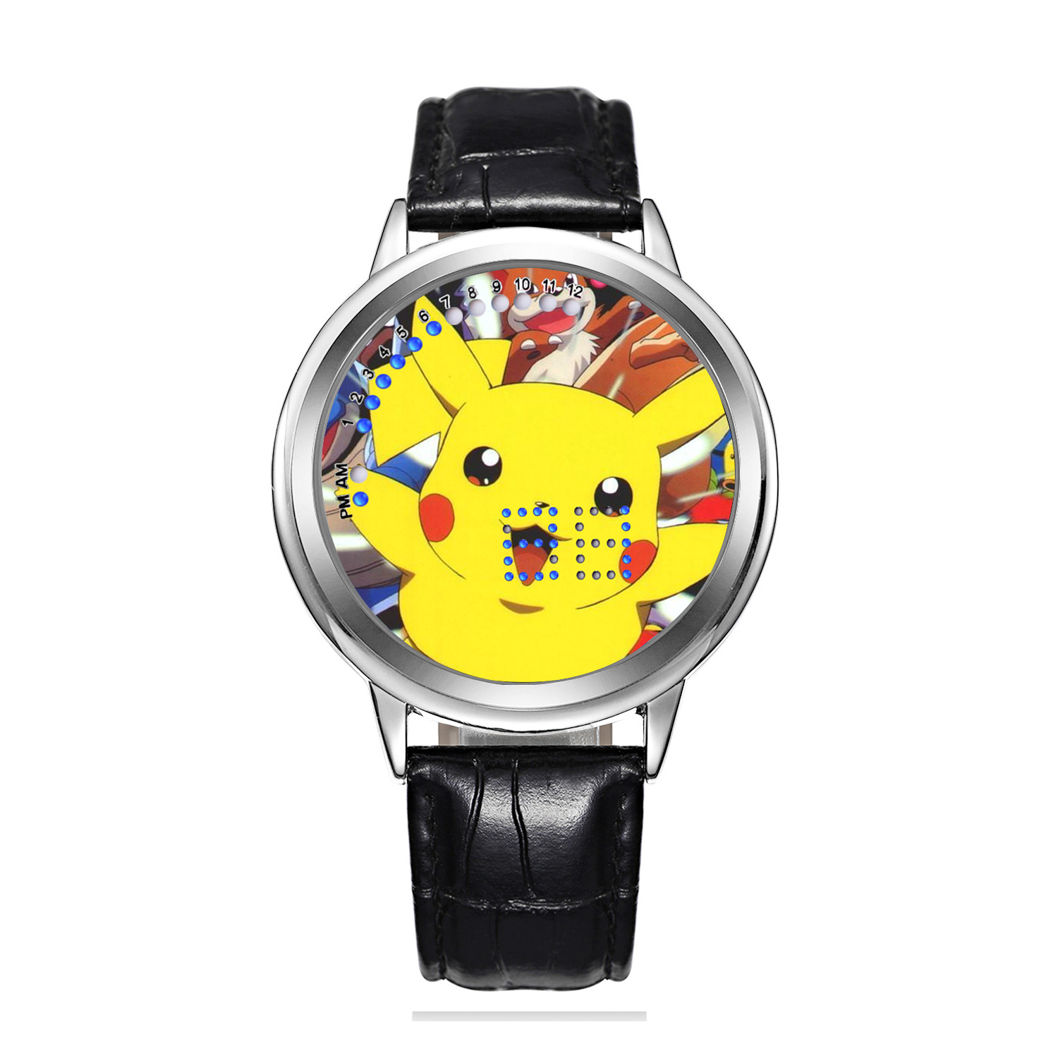 时尚神奇宝贝小智口袋妖怪火龙伊贝防水电子表 皮卡丘皮带led手表