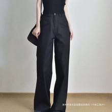 美式复古黑色工装裤女春夏2024新款宽松直筒垂感bf炸街休闲阔腿裤