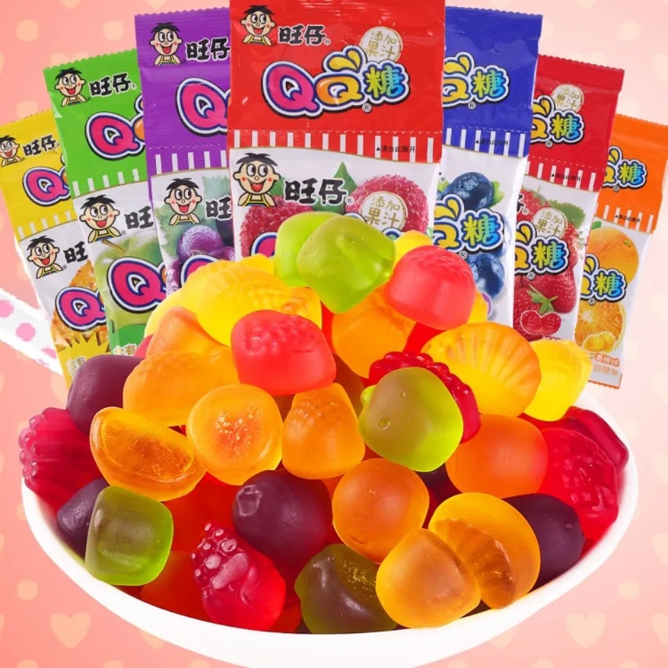 旺仔qq糖批发20克袋装多口味果汁糖整箱儿童休闲零食橡皮糖软糖果