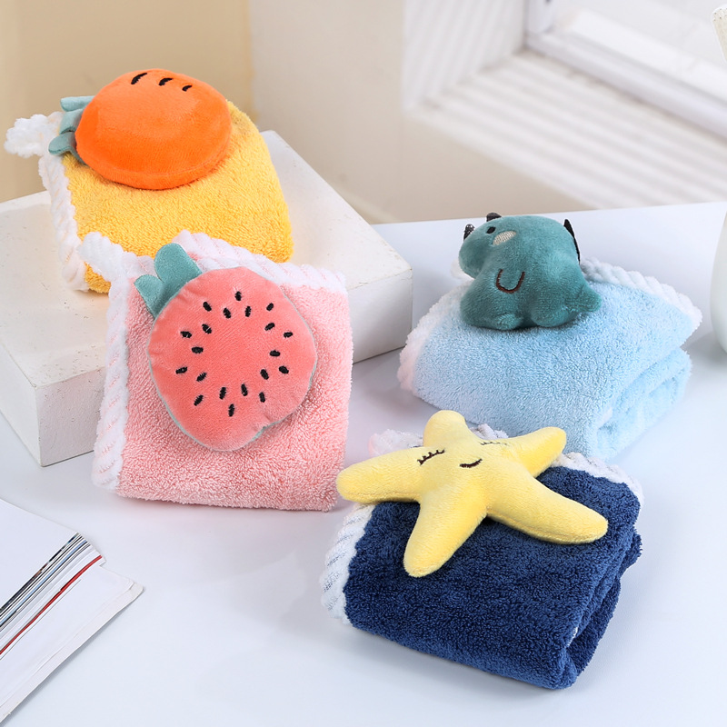 Hand Towel Hanging Coral Fleece Towel Kitchen Household Lazy Hand Towel Thickened Absorbent Cartoon Kids' Towel