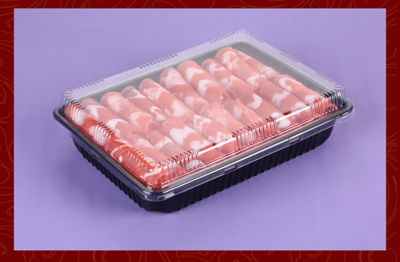 一次性羊肉卷塑料包装盒 透明肉片保鲜盒 冷冻牛肉卷500克肉片盒