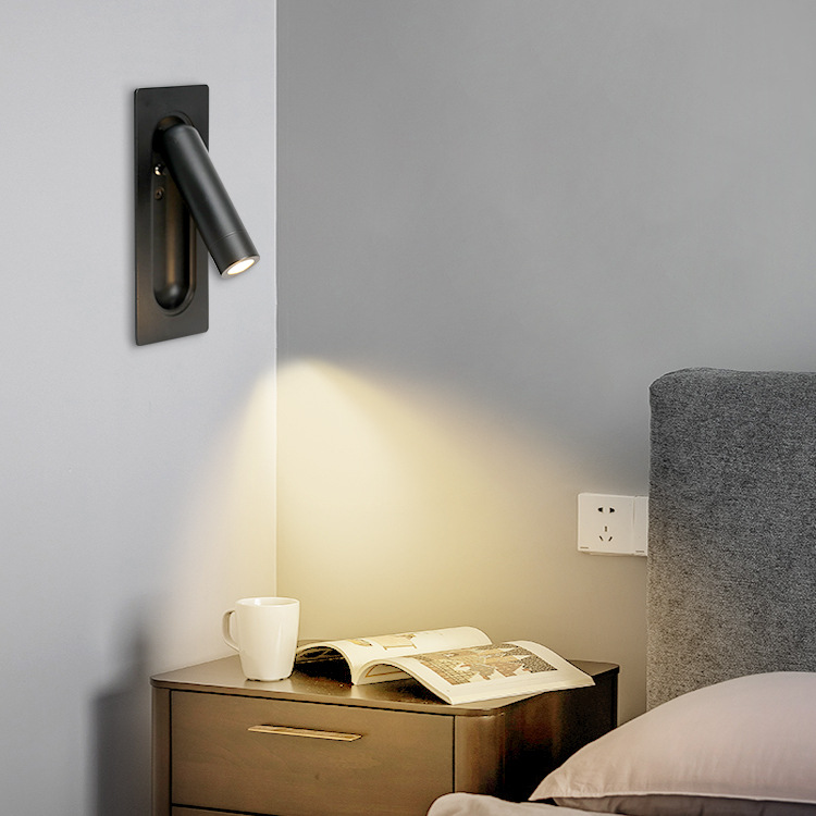 亚马逊亚朵酒店卧室床头灯壁灯 室内嵌入式按压开关led阅读壁灯